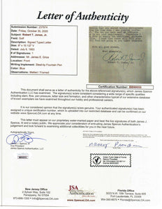 Robert Jones Autographed Letter display